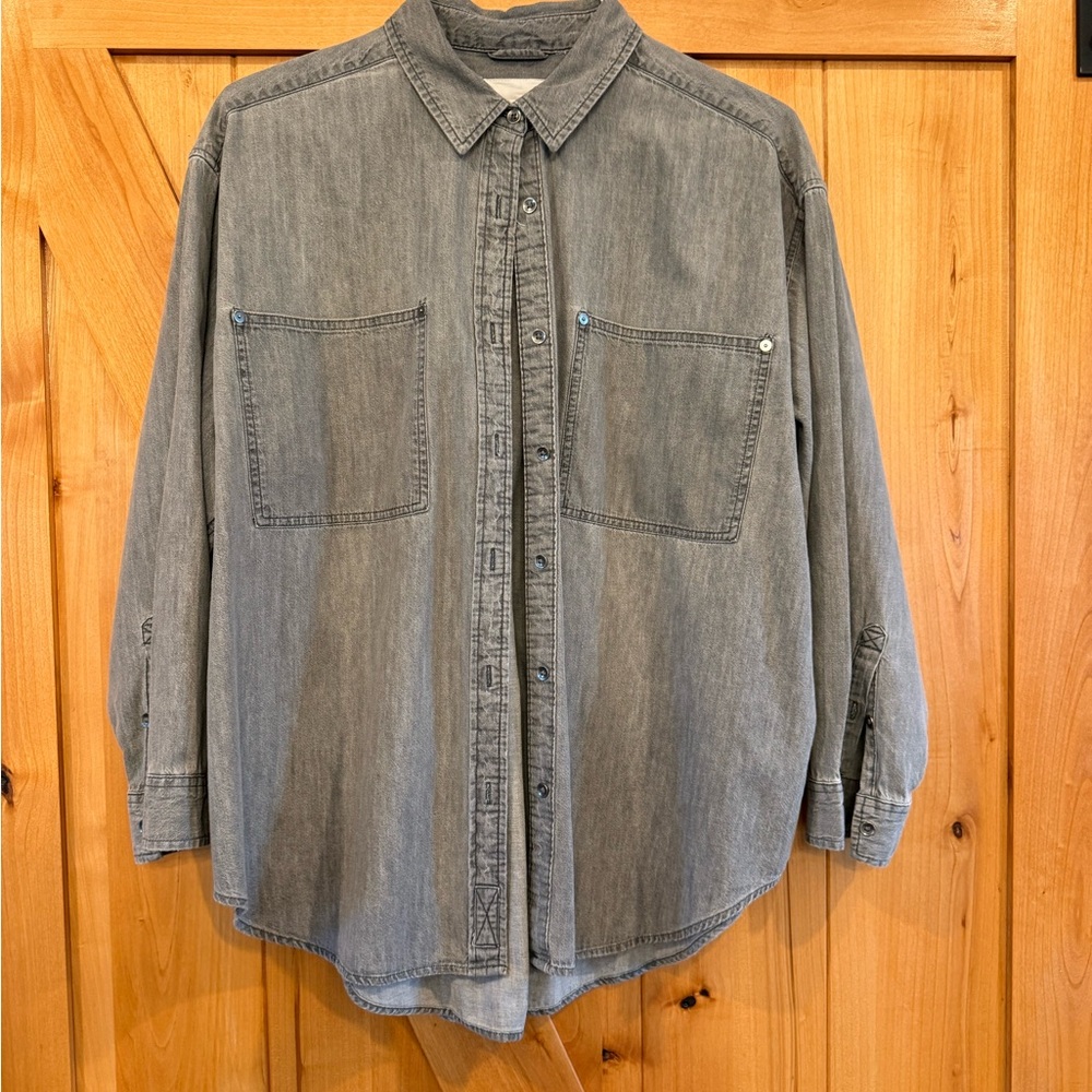Aerie Casual Gray Button Down Shirt